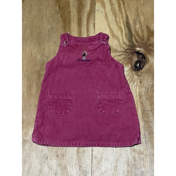 Ralph Lauren Toddler L Dress Jumper Red 100% cotton Corduroy 18m Pocket @i5 - Picture 1 of 6